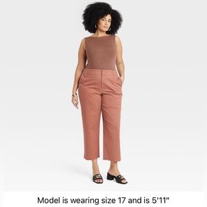 High-Rise Straight Ankle Chino Pants